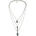 A&C Fashion Bohemia 3 Tier Necklace for Women. Unique Gypsy Girl Turquoise Necklace. (Silver)