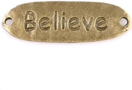 20x Carved Believe Tags Vintage Bronze Alloy Jewelry Making Charms Findings