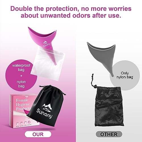 Sunany Female Urinal, Female Urinal with Silicone Funnel, Portable for Standing Female, Reusable Urinal for Female Toilet, for Outdoor, Activities, Camping, Travel