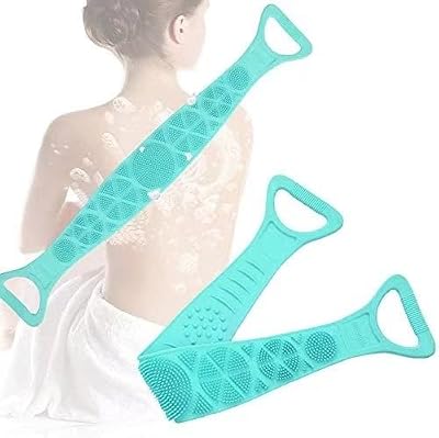 Transplant Silicone Bath Body Brush Scrubber Long Handle Exfoliating Green Men