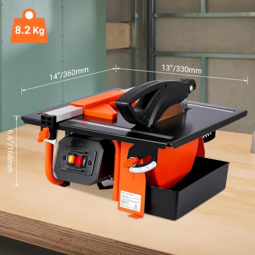 Takywep 7 inch Wet Tile Saw, 3450 RPM, Bevel cuts tile from photo 8