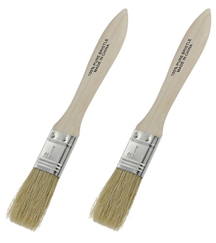 Ram-Pro Classic Natural Pure Bristles Bristle Pastry Brushes, Wood Handle Lacquered Hardwood Long Pure Basting Glazing Brush Easy To Clean, Great For Butter Boar Bristles Brush (Set Of 2)