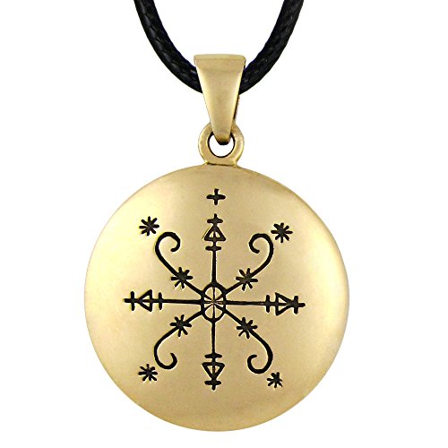 Moonlight Mysteries Bronze Met Kalfou Voodoo Loa Veve Pendant Necklace - 1 Inch Diameter