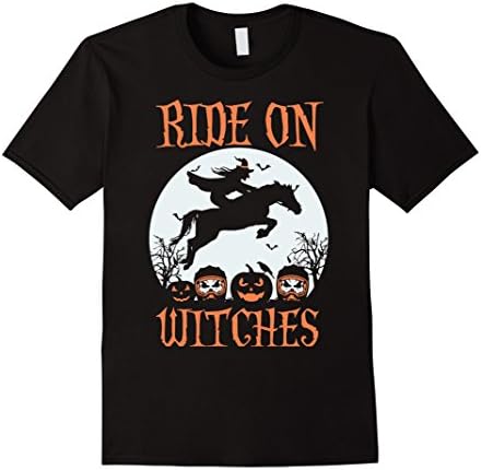 Mens Ride On Witches Halooween Shirt Ride Horse T-Shirt Large Black
