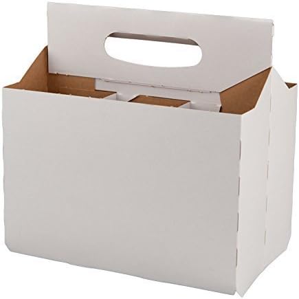 Six Pack Bottle White Cardboard Carrier Boxes for 12oz Glass Beer or Soda Bottles (Pack of 60)