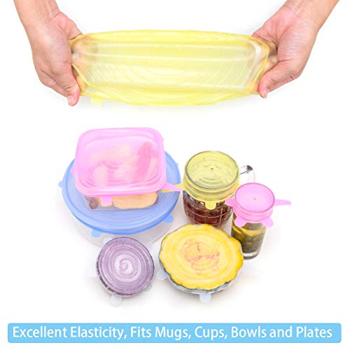 FansArriche Silicone Stretch Lids 12 Pack, Reusable Durable and Expandable to Fit Various Sizes and Shapes of Containers for Keeping Food Fresh, Dishwasher and Freezer Safe - Thumbnail 3