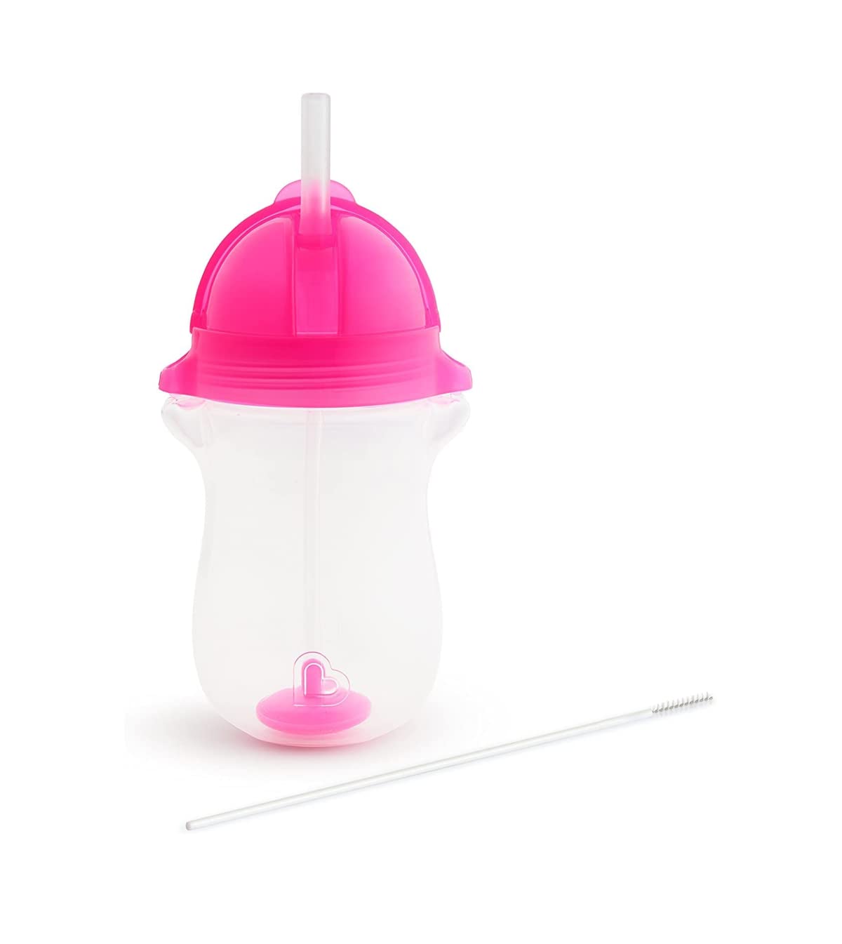 Munchkin Click Lock Tip & Sip Straw Trainer Cup| Baby & Toddler Sippy Cups with Straw| BPA Free Non Spill Cup| Weaning Baby Straw Cup| Weighted Straw Childrens Cups|10oz/296 ml| Pink