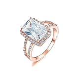 SHINCO Bella Lotus 4.5ct Radiant Cut CZ 18k Gold Plated Vintage Wedding Engagement Rings