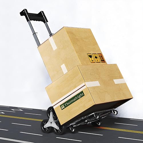 ALISMAEEL Stair Climbing Cart 70KG Capacity Foldable Trolley Cart with Wheels,Thickened Aluminum Alloy Frame Silent Stair Climbing Wheels Elastic Rope Detachable Shopping Bag, for Home and Office