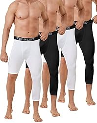 4 Pack Men's 3/4 One Leg Compression Tights Pants