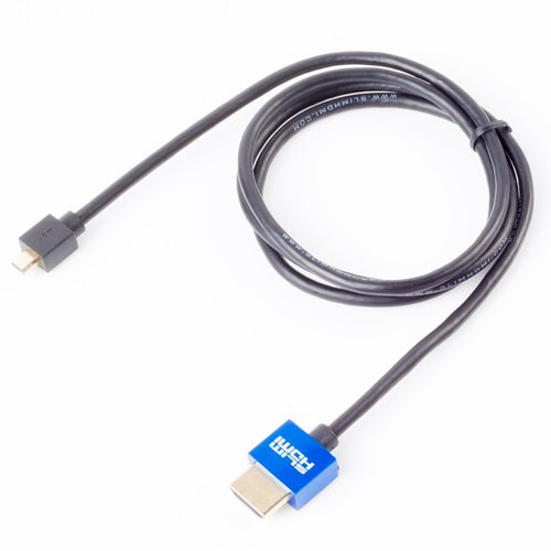 1m Slim HDMI Male Micro (Type D) to Male (Type A) Cable, The World's Slimmest HDMI Lead? (Gold Plated, 1080p, 3D, High Speed, ARC)