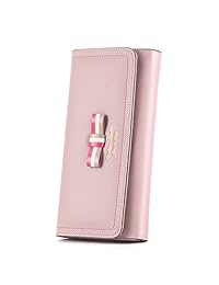 Kattee de piel para mujer cartera lindo Tarjeta de crédito funda de teléfono organizador, L, Rosado