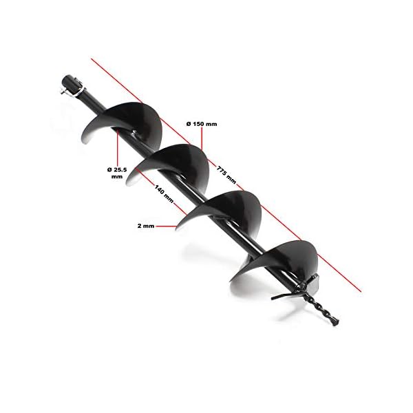 Wiltec Benzin Erdlochbohrer Set mit 150 mm Bohrer, 1,4 kW 1,9 PS 52ccm Pfahlbohrer Pflanzenbohrer – Bild 8