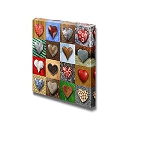Canvas Prints Wall Art - Artistic Photo Collage of Heart-Shaped Stone | Modern Home Deoration/Wall Art Giclee Printing Wrapped Canvas Art Ready to Hang - 12" x 12"