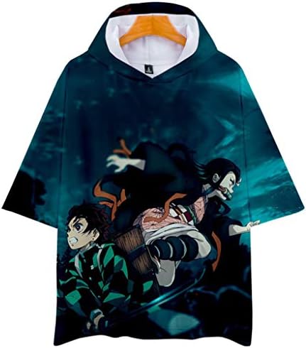 Yagao Demon Slayer:Kimetsu No Yaiba 3D Fashion Men and Women Hoodie Short Sleeves T-Shirt with Hat