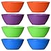 Fresco 6-inch Plastic Bowls for Cereal or Salad | set of 8 in 4 Classic Colors