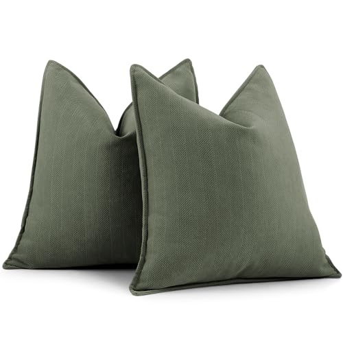 ZWJD Armeegrün Kissenbezug 65x65 2er Set Chenille Kissenbezüge Sofakissen Kissenhüllen mit elegantem Design, weiche und luxuriöse dekorative Dekokisse