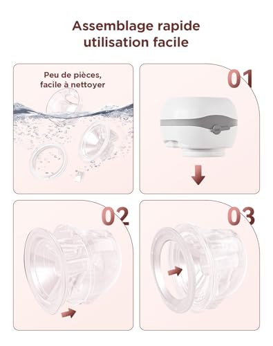 Haokoo Tire-Lait Électrique Mains Libres – Portable et Anti-Fuite, Aspiration Douce, 3 Modes, 12 Intensités, Silencieux, Sans BPA, Brides 21/24 mm, 2 Unités
