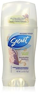 Image of Secret Natural Mineral Invisible Solid Antiperspirant and Deodorant, Eucalyptus Blossom, 2.6 Ounce
