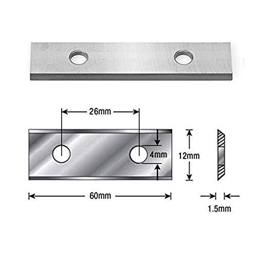 OSCARBIDE 2-3/8 inch Carbide Inserts Cutter 60mm 2 Edges Insert Knives Scrapers(60x 12 x 1.5mm) for Woodworking Wood Surfacing Groovers Helical Planer Cutter Heads & Hand Hold Scraper 10pcs
