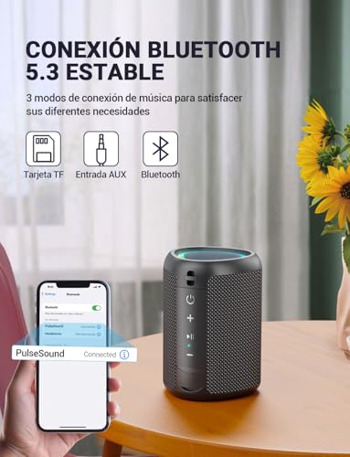 UOHHBOE Bluetooth 5.3 Speaker, Powerful Bluetooth Speaker with RGB Light, Powerful Bass, 15 W Bluetooth Speakers, Waterproof IPX5, TWS/AUX/TF – Ideal for Parties, Beach and Outdoors