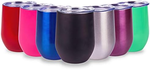 12 oz Insulated Stemless Tumbler, Double Wall Vacuum Insulated Insulated Stemless Glass with Lid for Home, Office,Perfect for Wine,Coffee, Drinks,Champagne,Cocktails-Black