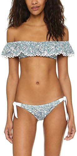 KDHJJOLY Soft Women's 2PCS Bikinis Strapless Floral Print Ruffle Bandeau Top Swimsuits Photo ColorX-Large Hot