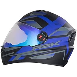 Steelbird R2K Night Vision Helmet Matt Finish with Day Night Dual Action Visor (Large 600 MM, Matt Black/Blue)