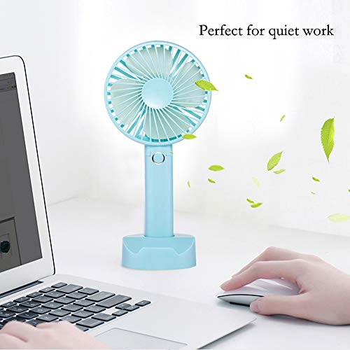 Battery Handheld Fan, Portable Battery Operated Fan : Rechargeable & Adjustable 3 Speeds Mini Personal Electric USB Fan with Desk Stand for Home/Office/Travel/Outdoor (Blue) - Thumbnail 4
