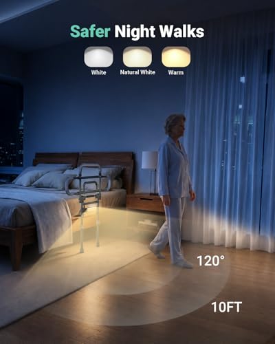 Bed Rails for Elderly Adults Safety, 180° Foldable Bed Rail with Adjustable Height & Width, 350lb Load, Extra-High Design, Wide Base, LED Light & Storage Pockets – Fits King/Queen/Full/Twin Beds