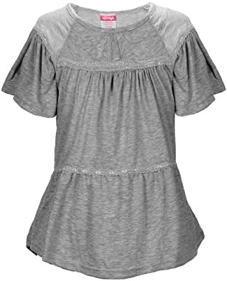 Crush Girls' Knit Slub Short Sleeve Ruffle Top