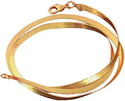 Stheanoo 16-24 Inches Long Necklace for Women Men Crafted Flat Herringbone Link Chain Necklace