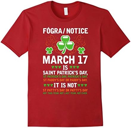 Men's Saint Patrick's Day 2017 t shirt Large Cranberry