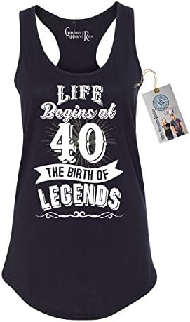 Custom Apparel R Us Life Begins at 40 Womens Racerback Tank