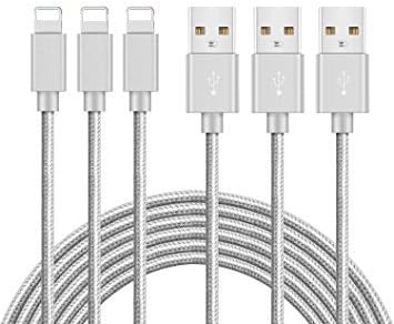 Lightning Cable,3Pack 3.3ft/1M Nylon Braided USB Cord Charging Cable Charger for iPhone Xr XS Max iPhone 8 Plus 7 Plus 6 Plus 8 7 6 6s 5s 5 Se, iPad iPod mini Air Pro iPod touch nano7 and More(Gray)