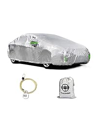 Tecoom   Funda impermeable a prueba de rayos UV, diseño resistente al viento, con cremallera de almacenamiento y bloqueo para todo tipo de clima, interior y exterior, ajuste Hatchback Sedan