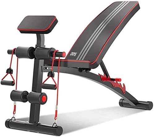 Adjustable 90°Flat Weight Bench - Exercise Bench Sit Up Bench 10 Group Professional Fitness Action Load Capacity 331 Lbs Gym Quality Black + Red,Color:Training Grade Dumbbell Bench With Leg Flexure YZ