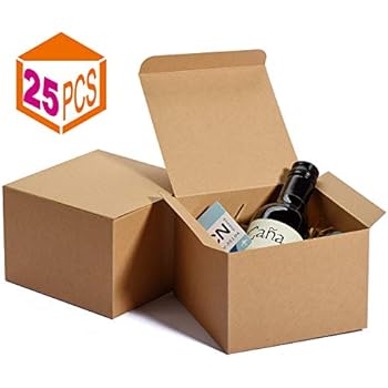 MESHA Kraft Boxes 5 x 5 x 3.5 Inches, Brown Paper Gift Boxes with Lids,Boxes for Wrapping Gifts, Groomsmen Gift Box,Bridesmaid Proposal Boxes,Small Gift Handmade Boxes(25PACK)
