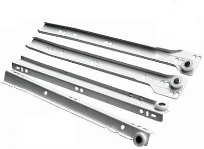 REJS Roller Drawer Slides Bottom Fix Metal White 450mm Pair