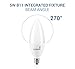 Hyperikon LED Candelabra Bulb B11 Frosted 5W (40W Equivalent), 3000K (Soft White Glow), Candle Bulb Chandelier, Small Base E12, Not Dimmable - Great for Bedroom, Basement, Kitchen (6 Pack)