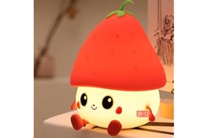 LEDHOLYT Night Light for Kids, Cute Silicone Nursery Strawberries Lamp for Baby and Toddler,Fruit NightLight for Boys and Girls,Squishy Night Lamp for Bedroom,Kawaii Bedside Lamp for Kids Room