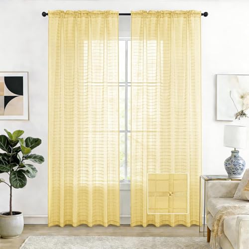 SpaceDresser Check Sheer Curtains Long