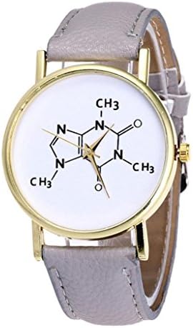 Women's Watch,WYTong Vansvar 1.53 ft Diameter Stainless Steel Dial,8.66 ft PU Leather Watchband,0.27 ft Thickness Candy Color Chemical Symbol Female Quartz Strap Wrist Watch (gray)