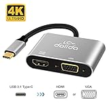 USB C to HDMI 4K VGA Adapter, LC-dolida USB 3.1 Type C to VGA HDMI UHD Video Converter Adaptor for 2018 iPad Pro/MacBook Pro/Chromebook/Lenovo 900/Dell XPS/Samsung Galaxy S8 S9, No Driver