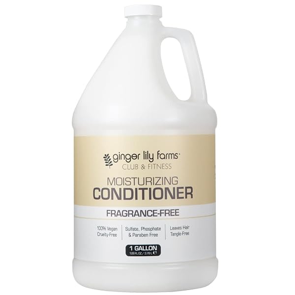 GINGER LILY FARMS CLUB & FITNESS MOISTURIZING CONDITIONER FOR DRY HAIR, 100% VEGAN & CRUELTY-FREE, FRAGRANCE FREE, 1 GALLON (128 FL OZ) REFILL