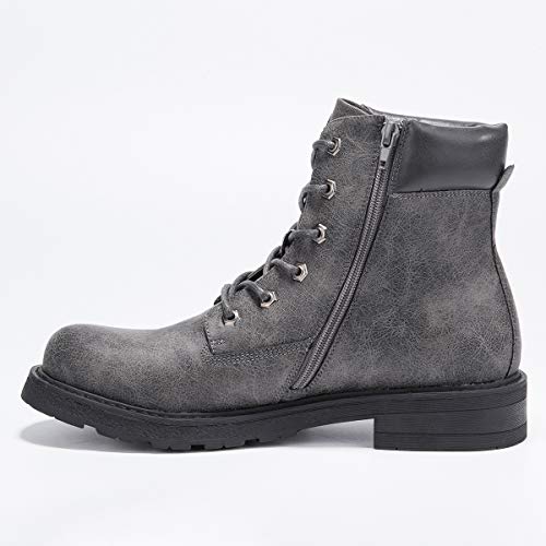GM GOLAIMAN Combat Motorcycle Boots-Lace Up Zip Boot for Men Work Military Tactical Hiking 11 M US, 66 Grey