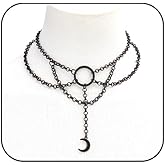 GYRMMUE Gothic Layered Neckalce for Women,Vintage Black Moon/Cross/Spider Pendant Necklaces Punk Style Hiphop Chunky Choker Halloween Jewelry