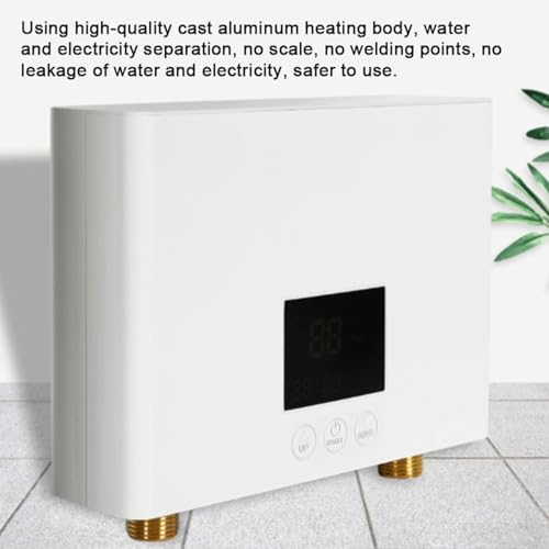 Saraele Electric water heater, Instant Water Heater 3KW Mini Electric Tankless Water Heater Wall-Mounted with LED Display 3-Level Temperature Adjustment Remote Control for Home Kitchen Bathroom