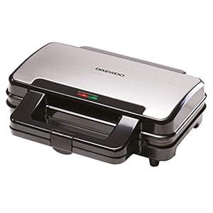 Daewoo-SDA1389-900W-Deep-Fill-4-Slice-Kitchen-Sandwich-Maker-Cool-Touch-Handles-Safety-Thermal-Cut-Out-Thermostatically-Controlled-Black-Silver Daewoo Deep Fill 4 Slice Sandwich Maker with Extra Deep and Easy to Clean Non-Stick Ceramic Plates, Automatic…