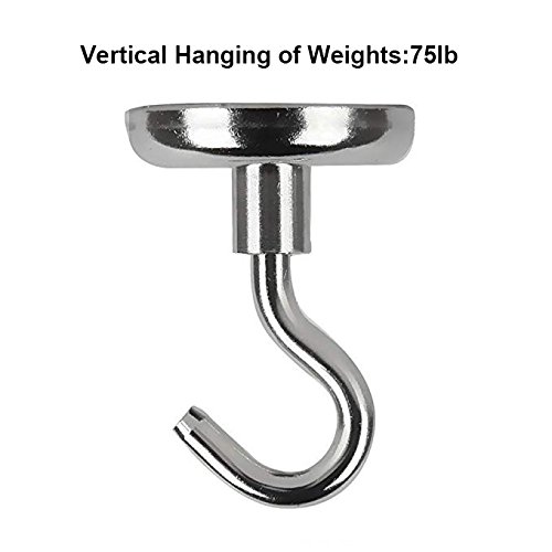 H Yanka 75LB Super Strong Neodymium Magnetic Hooks, MYP-E32 Indoor/Outdoor Magnet Hooks（Pack of 2）Purpose Indoor Outdoor Kitchen Bathroom Bedroom Garage Lockers Office - Thumbnail 3